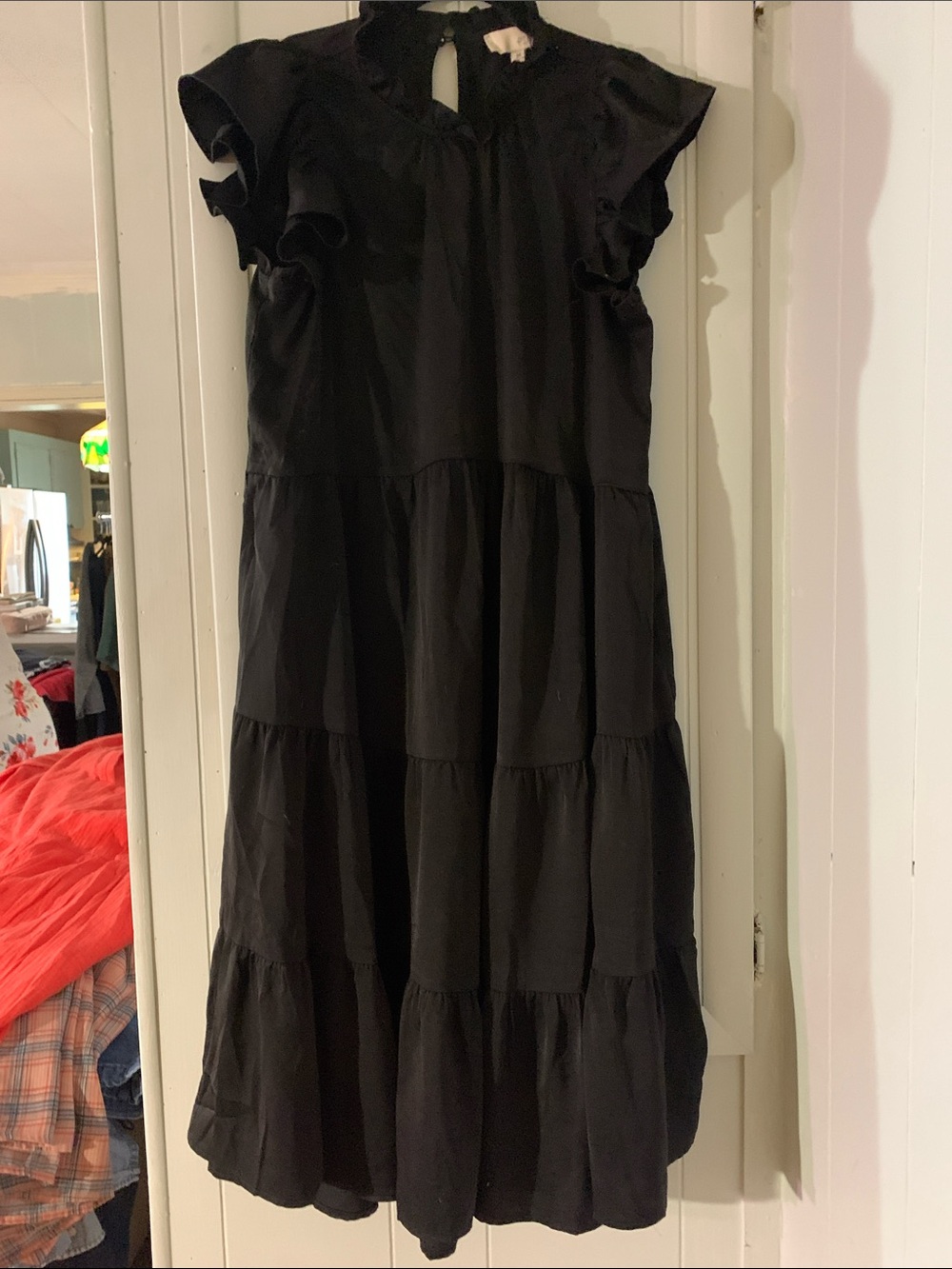 Pinch Black Tiered Ruffle Dress Sz M